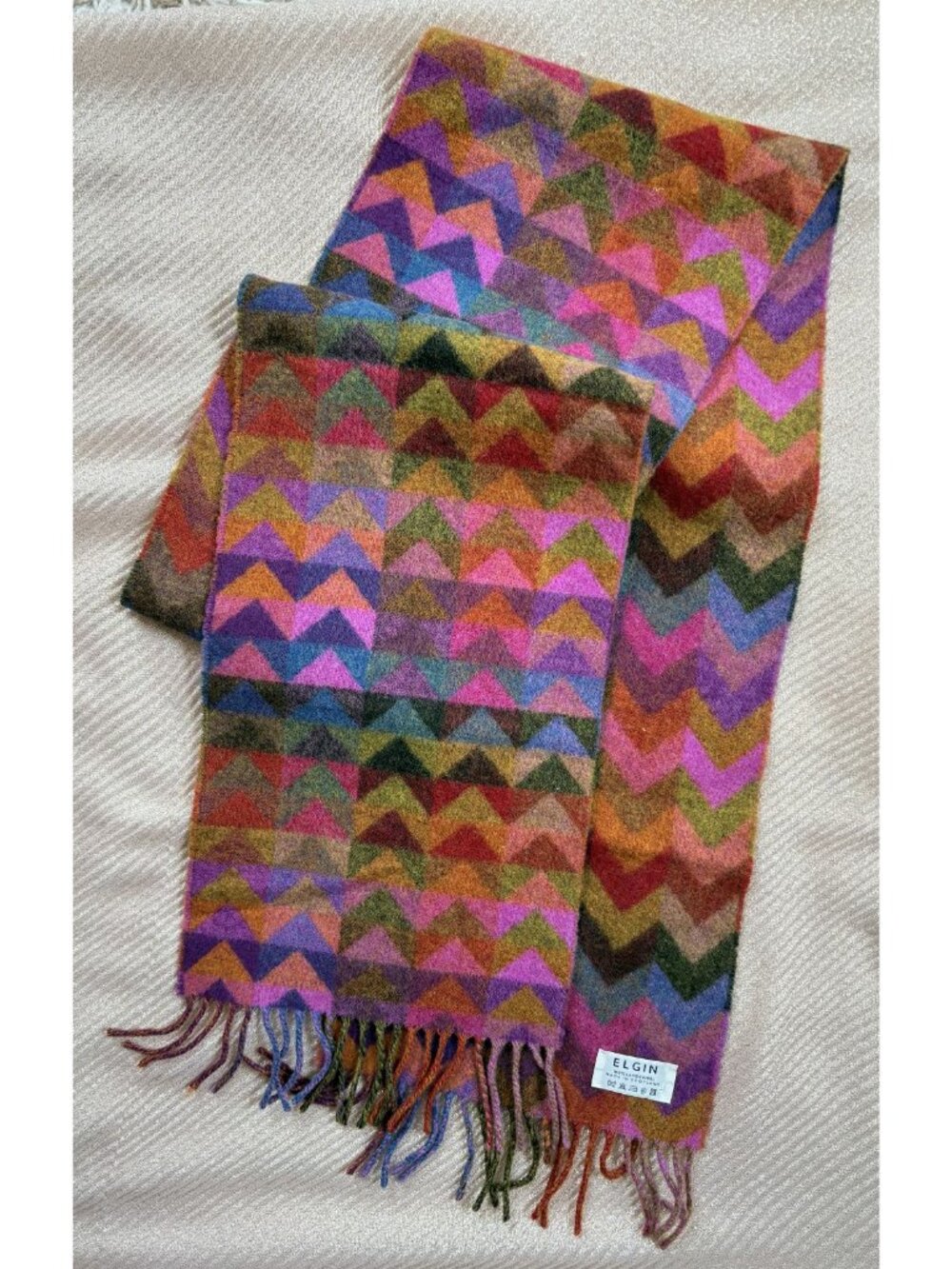 Johnstons of Elgin Lambswool Chevron Colorful Scarf - Picture 4 of 5